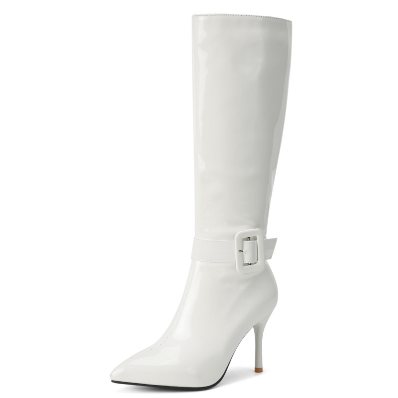 Women Shoes Size 7 - Zwart Wit Knie Hoge Laarzen Voor