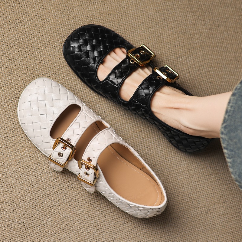 Women'S Shoes Large - 2022 nieuwe damesschoenen geweven koe riemgesp
