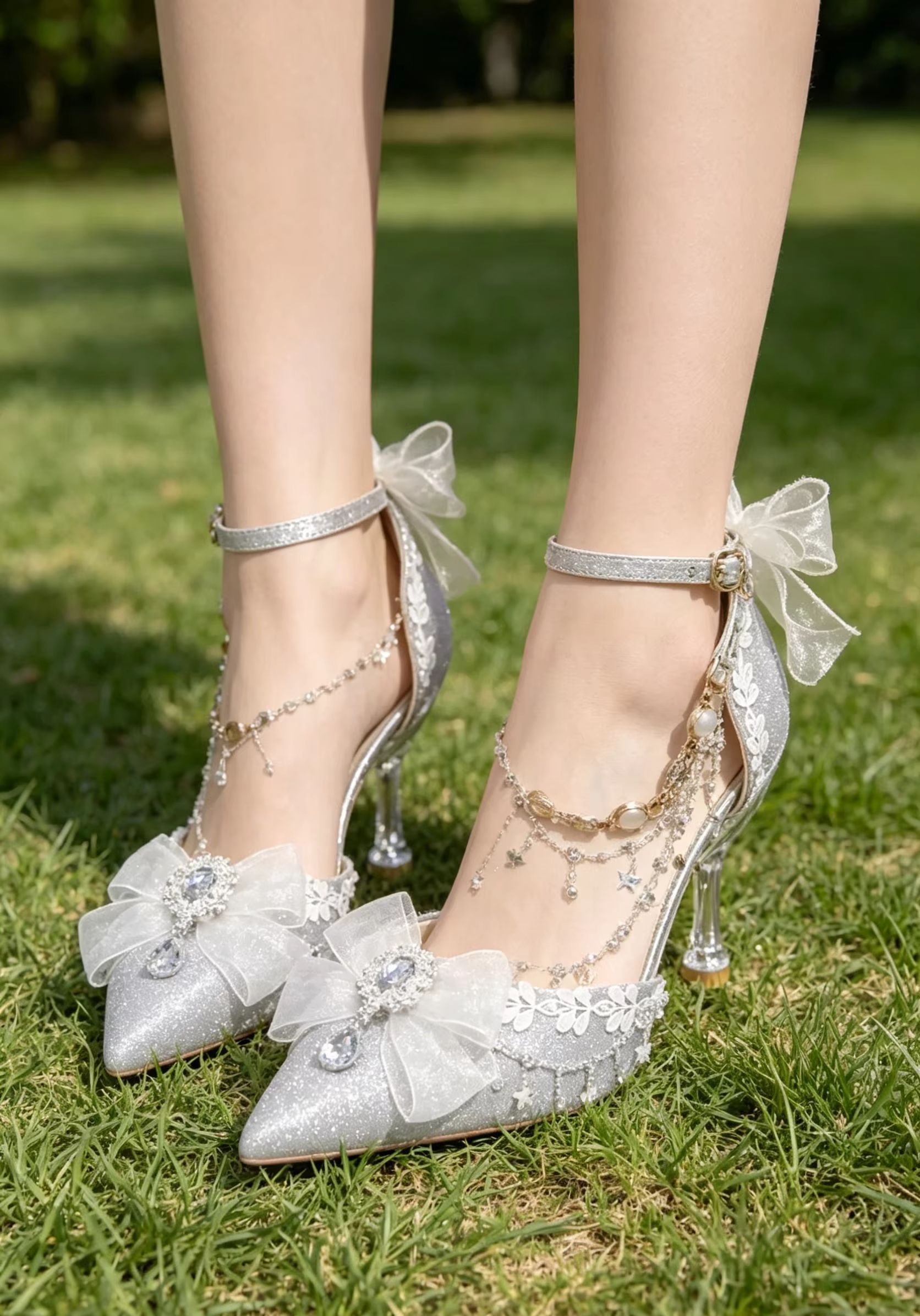 Rhinestone Sandal Women - Zilver glitter bruiloft bruids hoge hakken