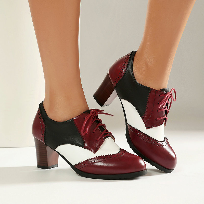 Women'S Xti Shoes - Vintage tweekleurige brogue oxfordschoenen voor dames,