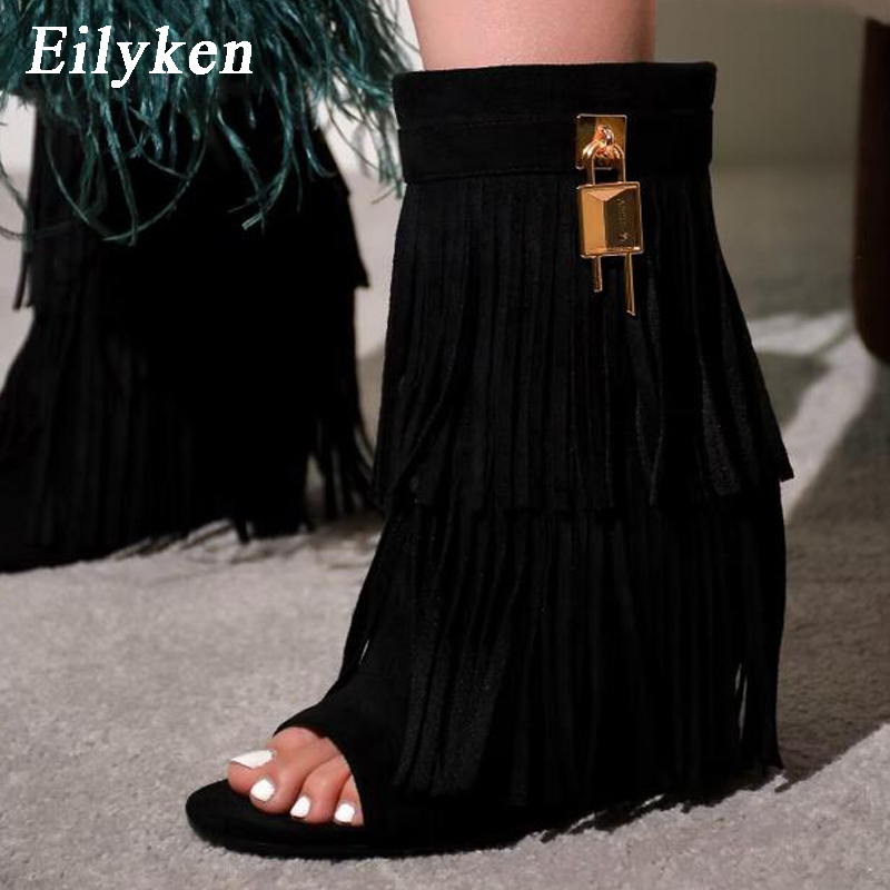 Women Shoes Zipper - Eilyken Designer Fringe Wiggen Boot Sandalen