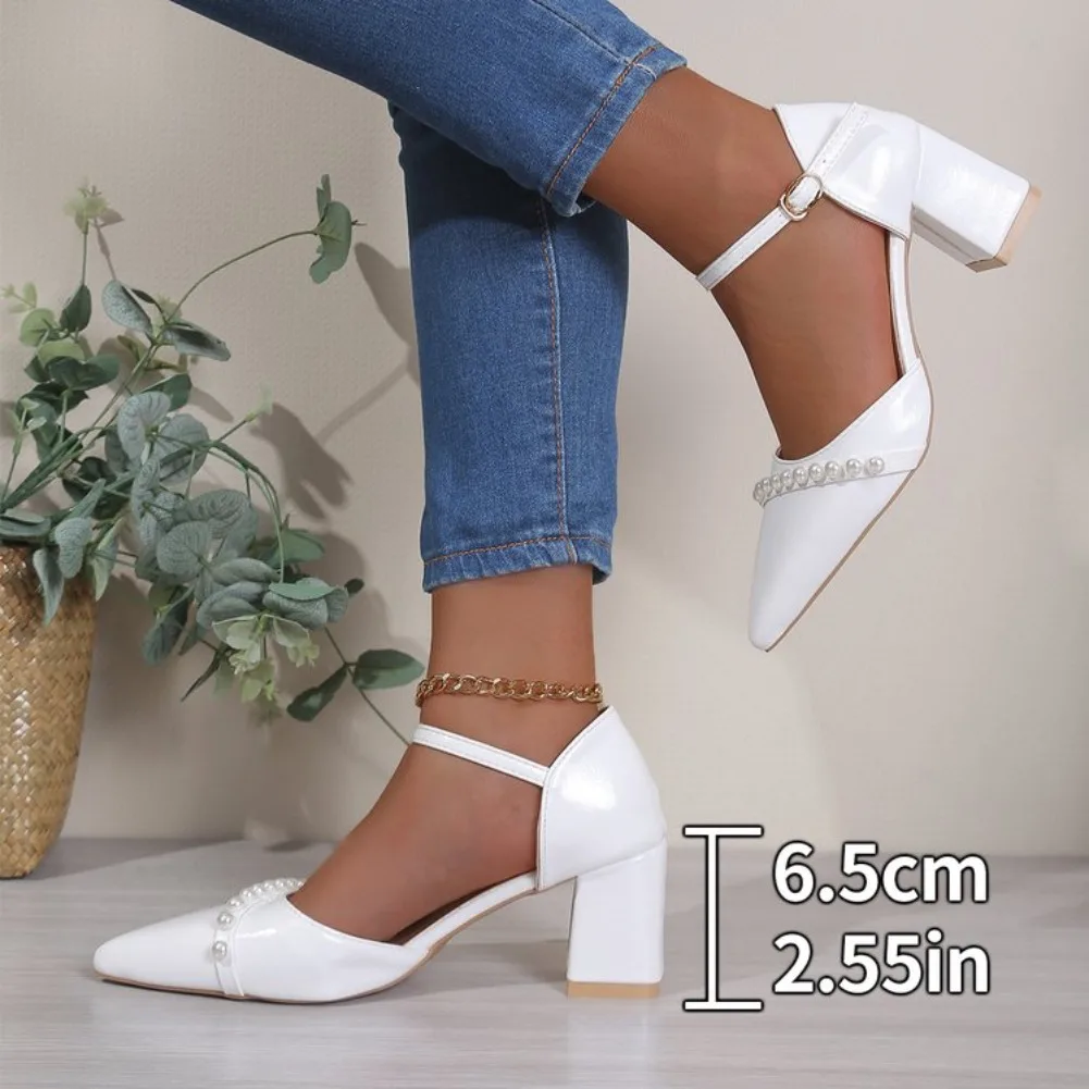 Rhinestone Sandal Women - Dames sandalen met spitse neus, blokhak