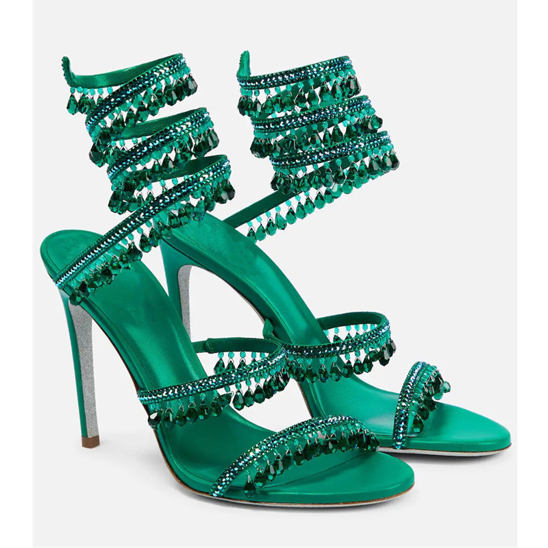 Sexy groene kristallen stilett - Rhinestone Sandal Women recensie en prijs