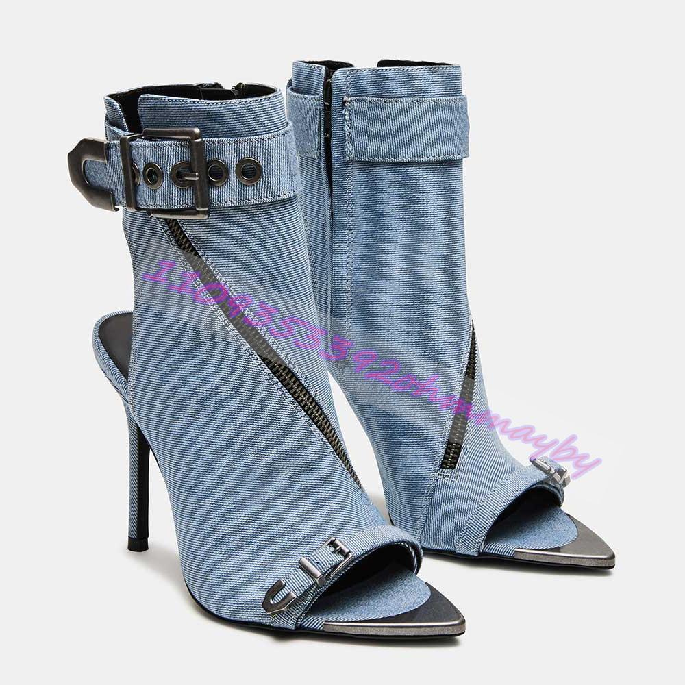 Zomer blauwe denim laarzen met - Women Shoes Zipper recensie en prijs