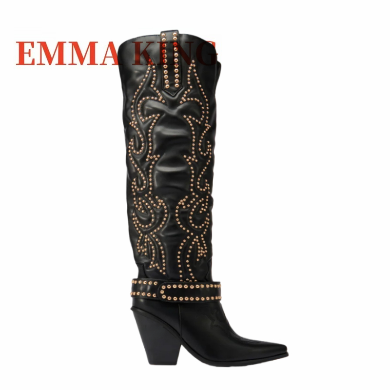 Kniehoge laarzen met klinknage - Western Cowgirl Boot recensie en prijs