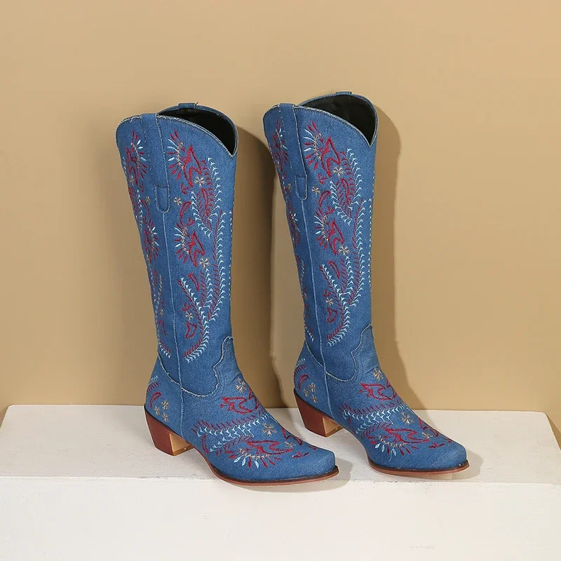 Blauwe denim westerse cowgirl  - Western Cowgirl Boot recensie en prijs